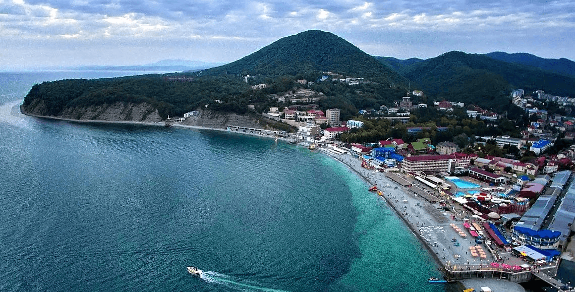 Панорама бухты Ольгинки с высоты, Черноморское побережье